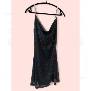 Windsor Black Sparkle Dress with Metallic Straps